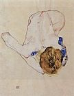 Egon Schiele Forwards bent feminine act painting